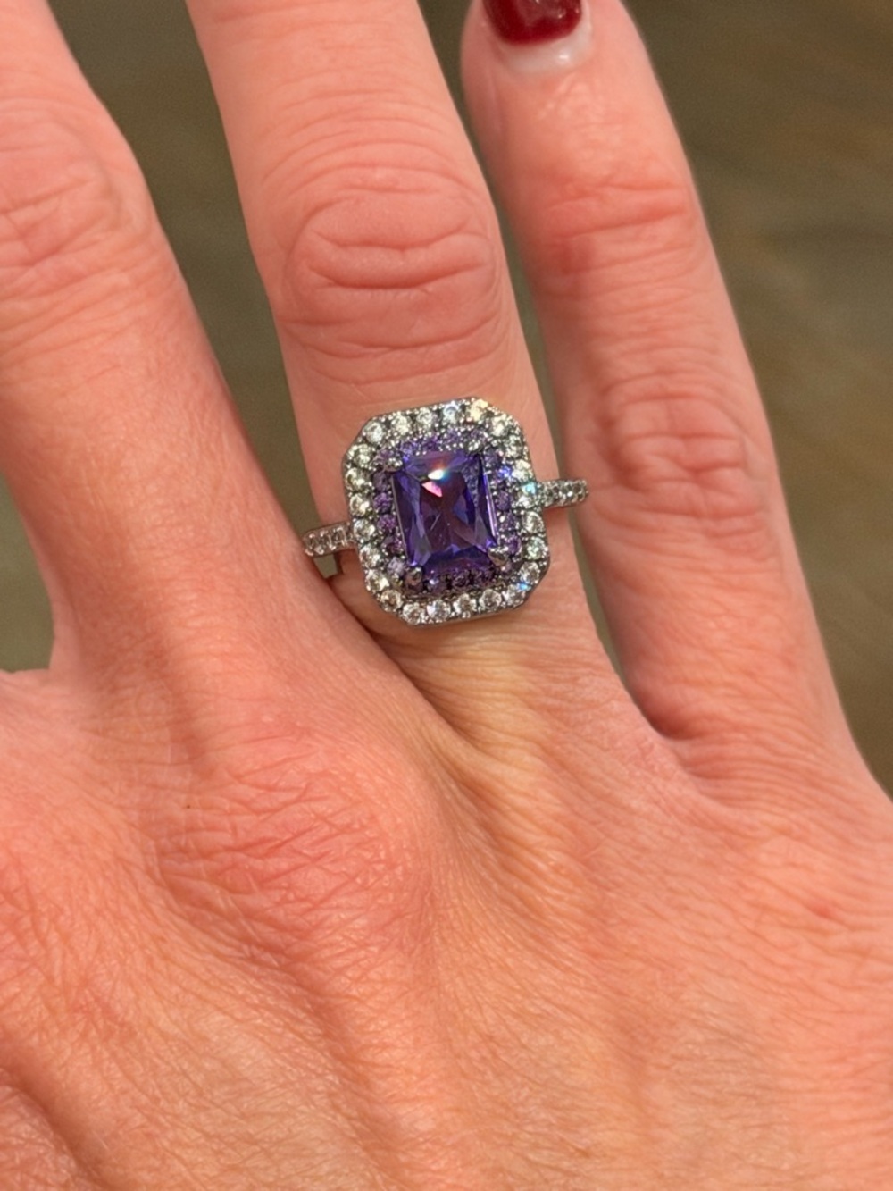 Bomb Party NWOT! Purple Halo Cocktail Ring with Clear Accents